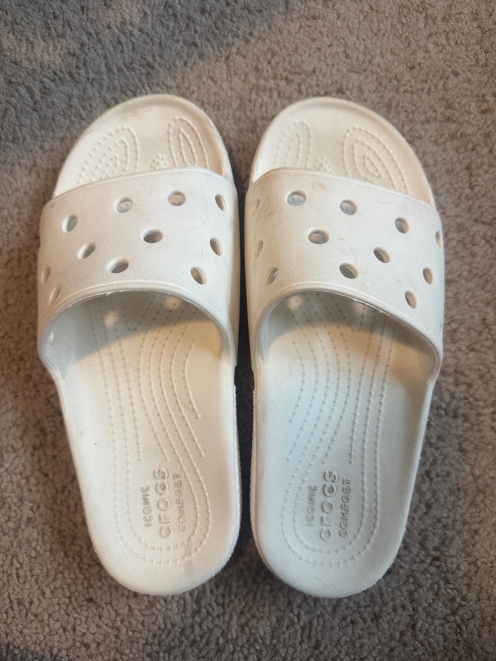 CROCS White Slide Sandals with Vent Holes